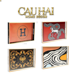 Khay Gỗ Chữ Nhật V Class Golden Barocco Noire Coupe de Dieux 25x38-CẬU HAI HOME DECOR