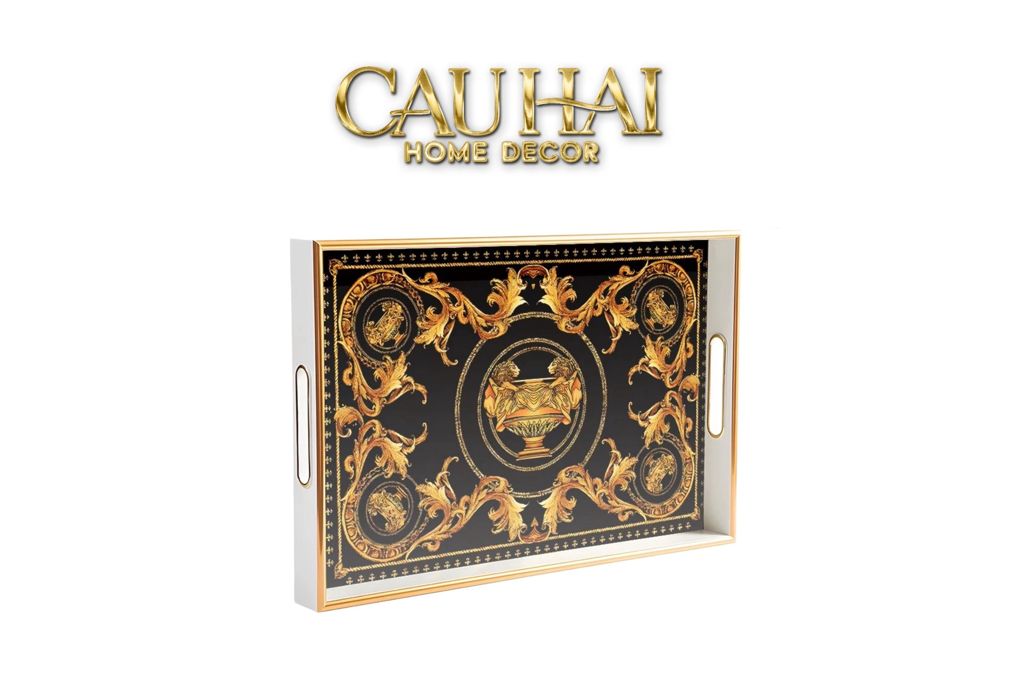 Khay Gỗ Chữ Nhật V Class Golden Barocco Noire Coupe de Dieux 25x38-CẬU HAI HOME DECOR
