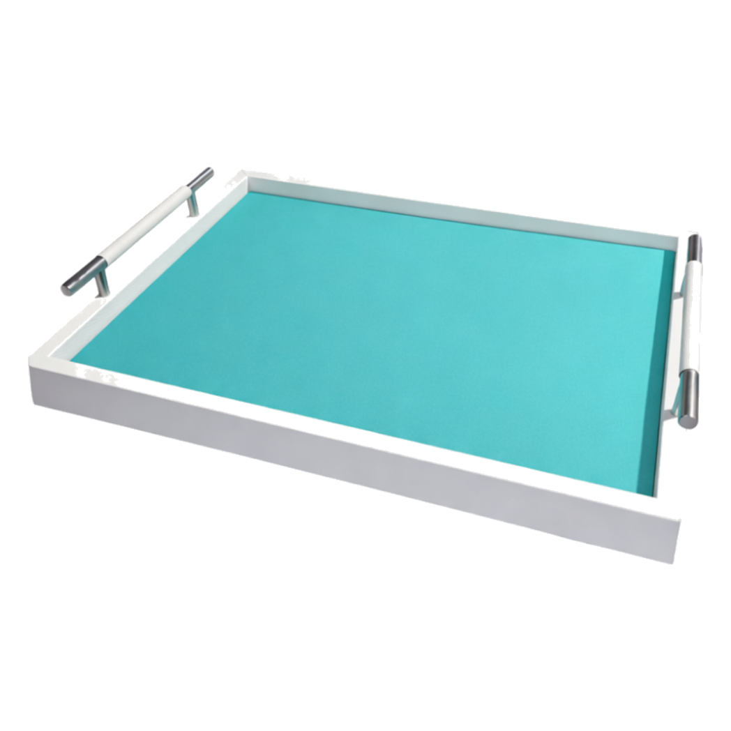 Khay Gỗ Chữ Nhật Xanh Mint Elegance Luxe Leather Azure Turquoise - Cậu Hai Home Decor