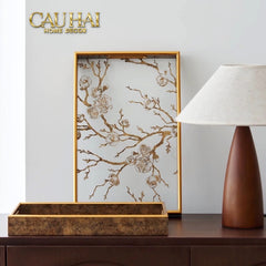 Khay Gương Chữ Nhật Cherry Blossom Vintage Decorative Trays 22X35-KHAY TRANG TRÍ-CẬU HAI HOME DECOR