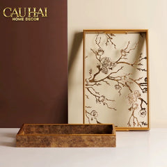 Khay Gương Chữ Nhật Cherry Blossom Vintage Decorative Trays 22X35-KHAY TRANG TRÍ-CẬU HAI HOME DECOR