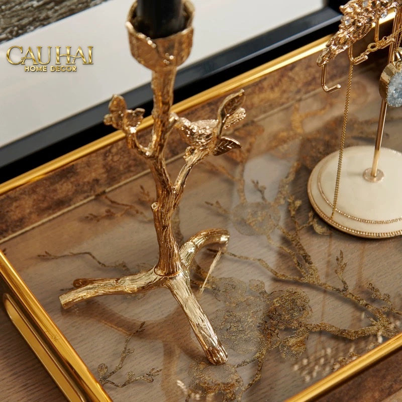 Khay Gương Chữ Nhật Cherry Blossom Vintage Decorative Trays 22X35-KHAY TRANG TRÍ-CẬU HAI HOME DECOR