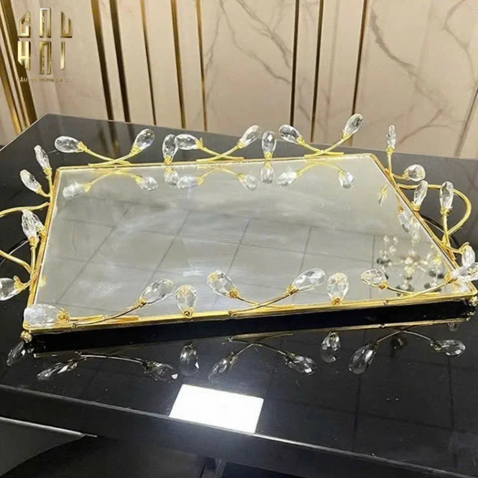 Khay Gương Fleur De Glace 25X35-KHAY TRANG TRÍ-CẬU HAI HOME DECOR