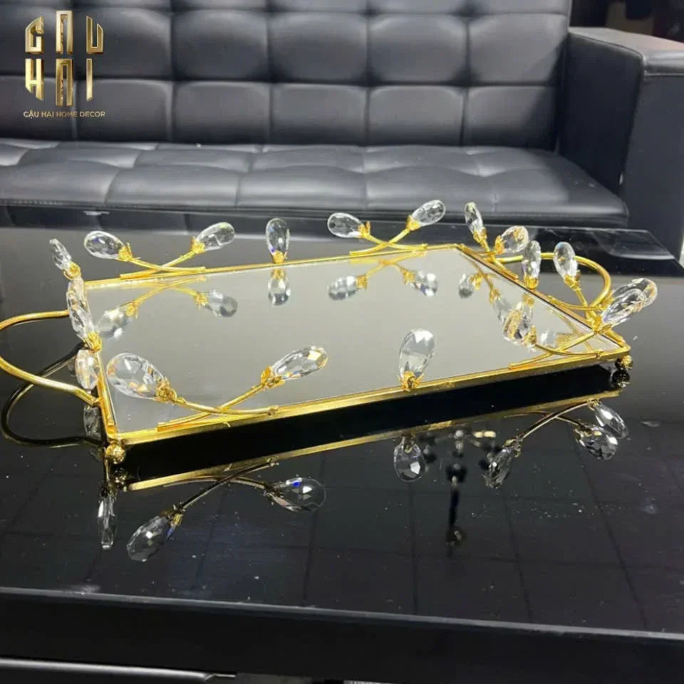 Khay Gương Fleur De Glace 25X35-KHAY TRANG TRÍ-CẬU HAI HOME DECOR