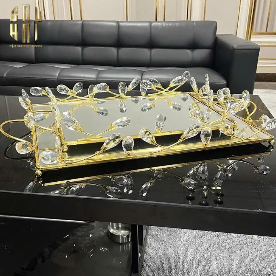 Khay Gương Fleur De Glace 25X35-KHAY TRANG TRÍ-CẬU HAI HOME DECOR