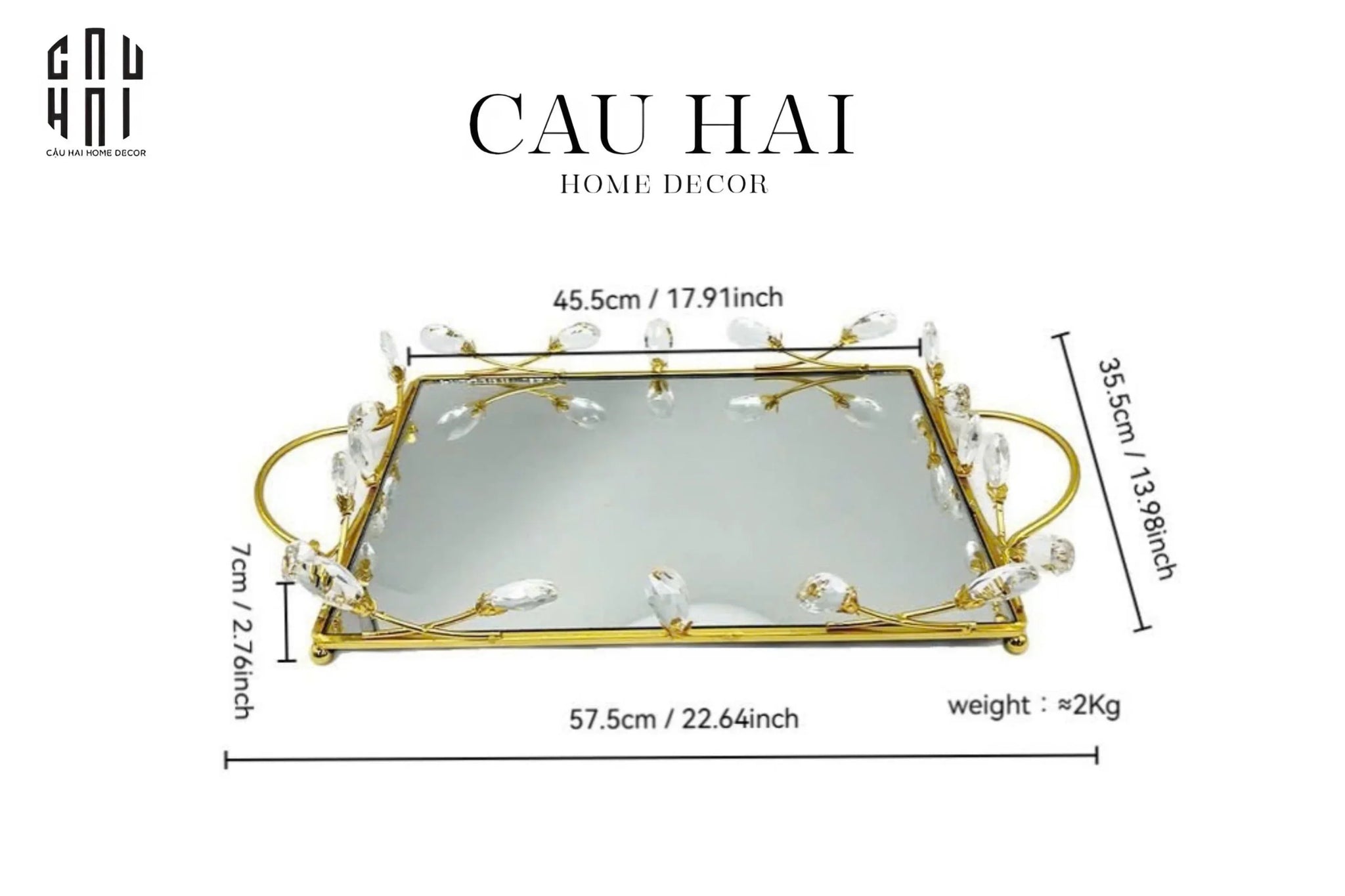 Khay Gương Fleur De Glace 35X45-KHAY TRANG TRÍ-CẬU HAI HOME DECOR