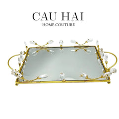 Khay Gương Fleur De Glace 25X35-KHAY TRANG TRÍ-CẬU HAI HOME DECOR