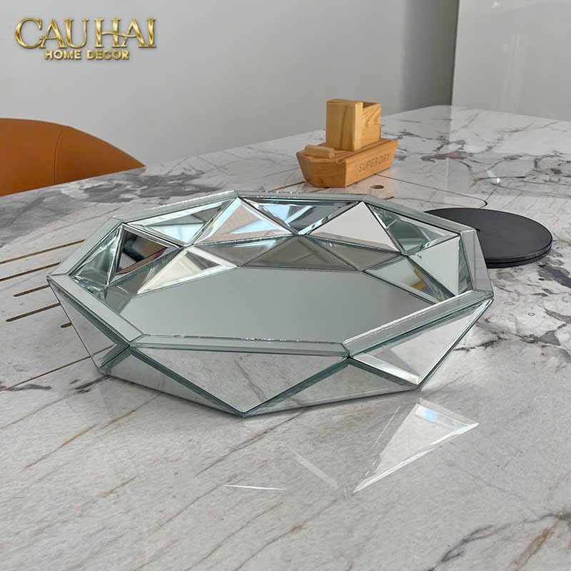 Khay Gương Tròn Facetté Platinum Glacier - CẬU HAI HOME DECOR
