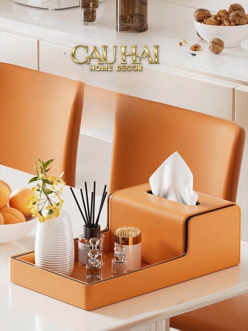 Khay Hộp Khăn Giấy Sienna Leather Valet Office Prestige Objects - CẬU HAI HOME DECOR