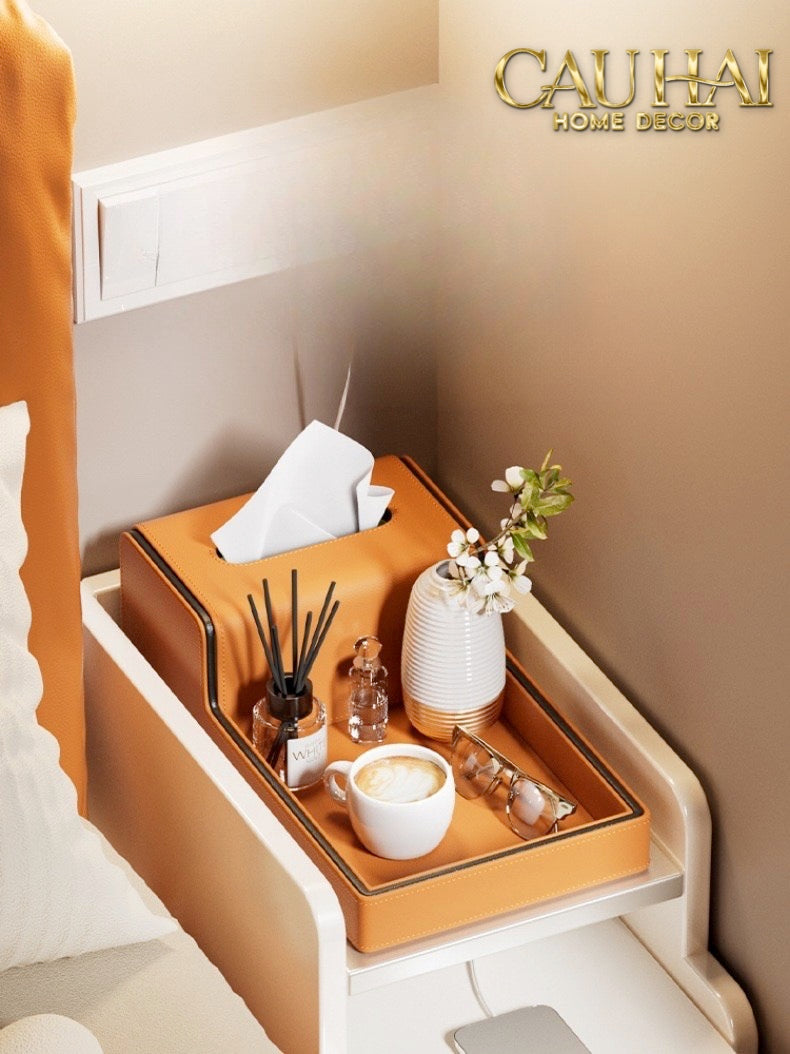 Khay Hộp Khăn Giấy Sienna Leather Valet Office Prestige Objects - CẬU HAI HOME DECOR