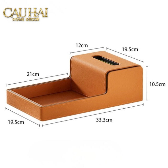 Khay Hộp Khăn Giấy Sienna Leather Valet Office Prestige Objects - CẬU HAI HOME DECOR