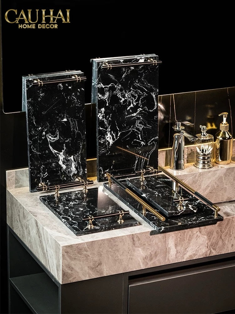 KHAY MARBLE PHANTOM – GOLDEN HANDLES 30×40-CẬU HAI HOME DECOR