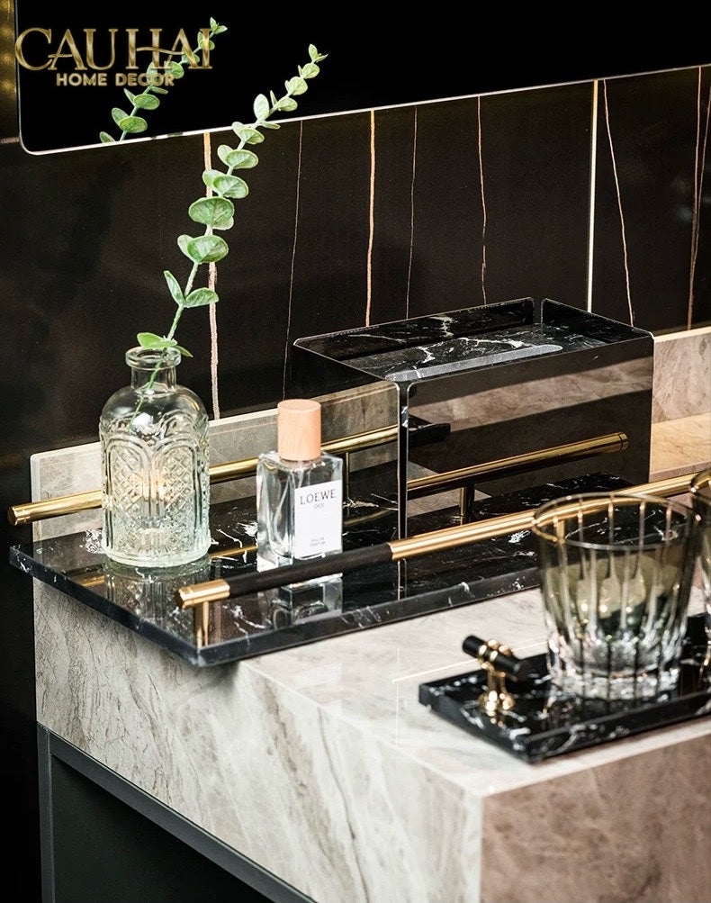 KHAY MARBLE PHANTOM – GOLDEN HANDLES 30×40-CẬU HAI HOME DECOR