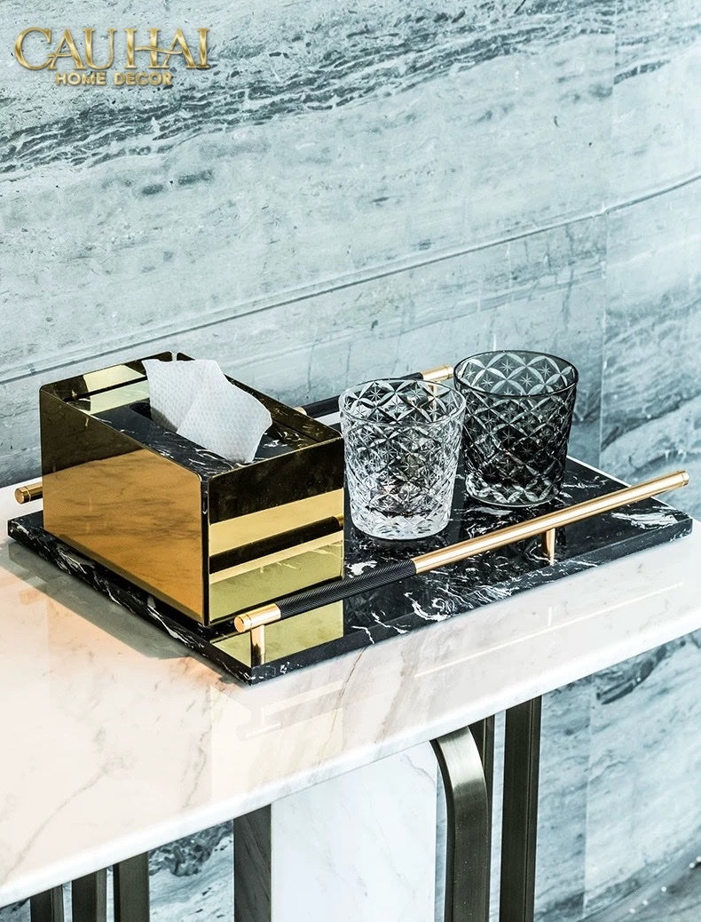 KHAY MARBLE PHANTOM – GOLDEN HANDLES 30×40-CẬU HAI HOME DECOR