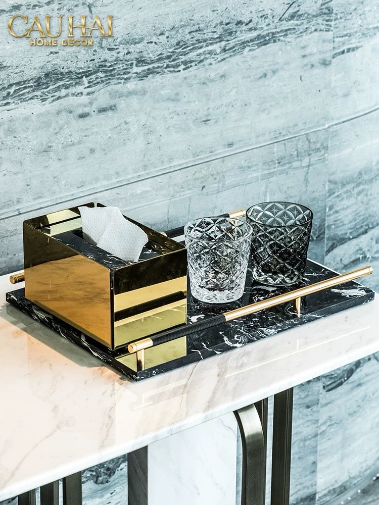 KHAY MARBLE PHANTOM – GOLDEN HANDLES 30×40-CẬU HAI HOME DECOR