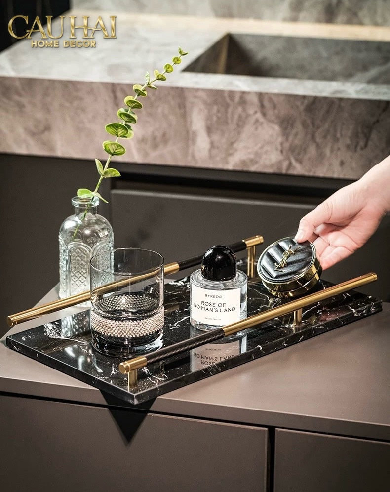 KHAY MARBLE PHANTOM – GOLDEN HANDLES 30×40-CẬU HAI HOME DECOR