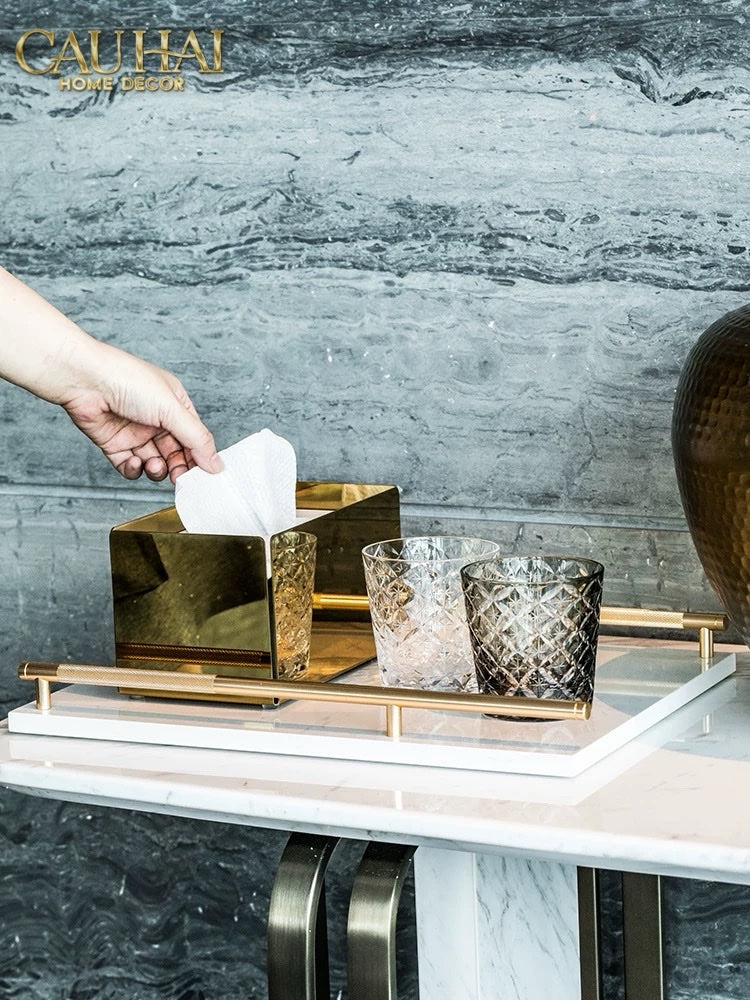 KHAY PEARL MARBLE – GOLD IVORY HANDLES 22×40-CẬU HAI HOME DECOR