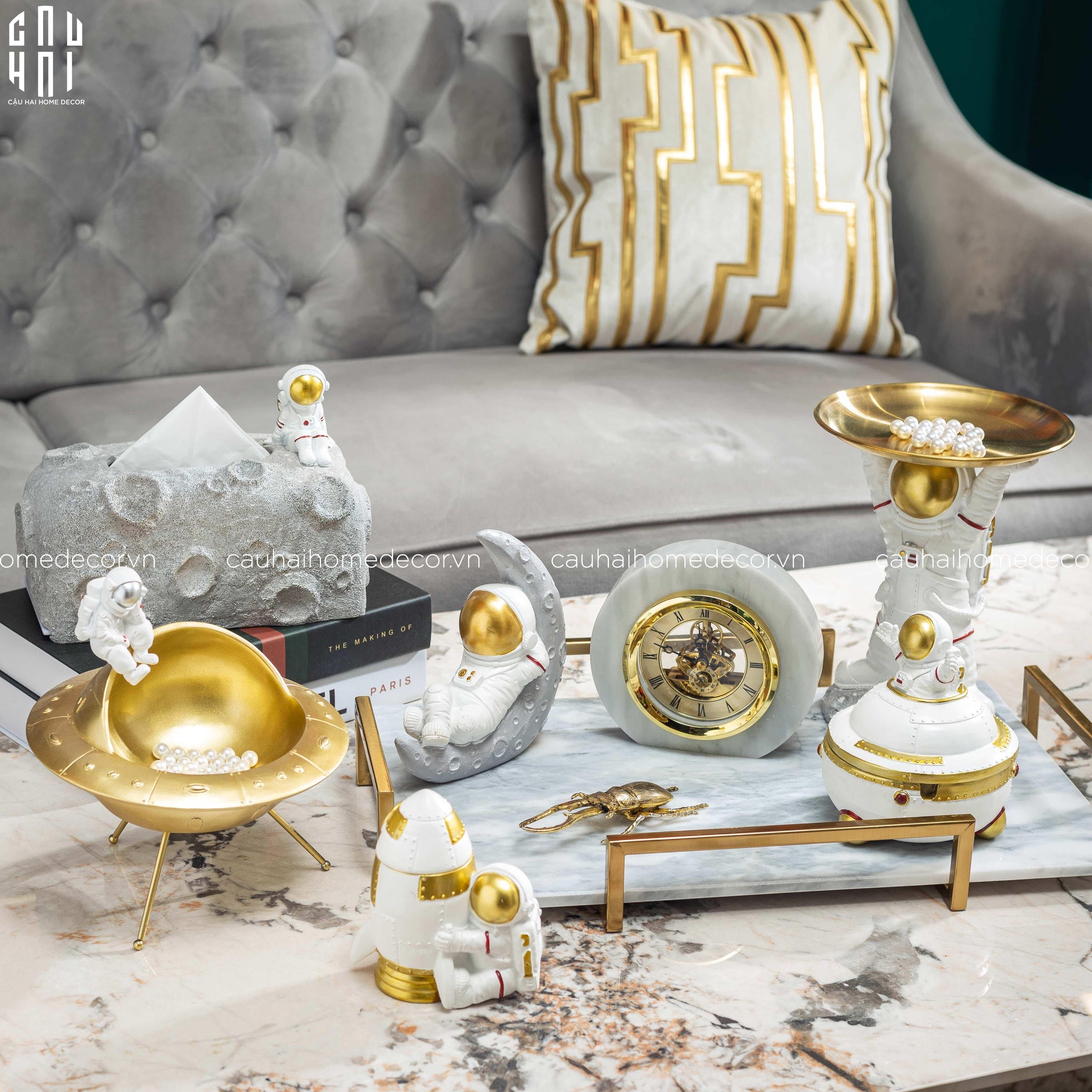 KHAY TRANG TRÍ VÂN ĐÁ MARBLE MADISON SS25-CẬU HAI HOME DECOR