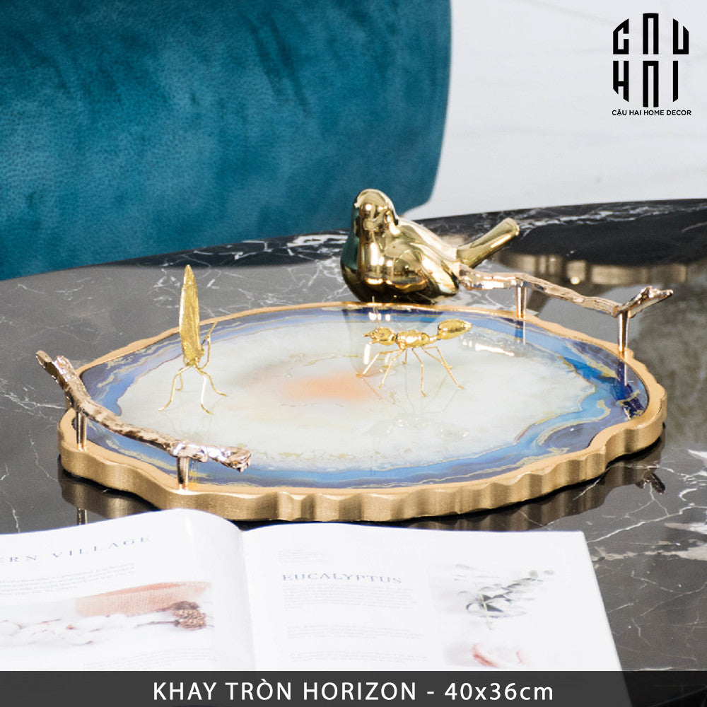 Khay Tròn Abysses Bleu Profond Ronde Decorative Trays 36x40-KHAY TRANG TRÍ-CẬU HAI HOME DECOR-CẬU HAI HOME DECOR