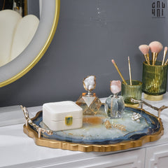 Khay Tròn Abysses Bleu Profond Ronde Decorative Trays 36x40-CẬU HAI HOME DECOR