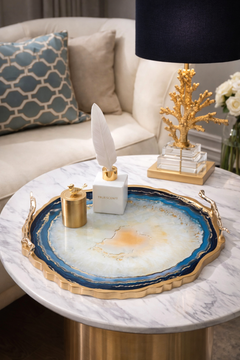 Khay Tròn Abysses Bleu Profond Ronde Decorative Trays 36x40-CẬU HAI HOME DECOR