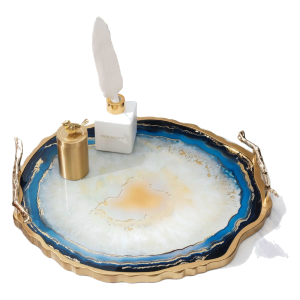 Khay Tròn Abysses Bleu Profond Ronde Decorative Trays 36x40-KHAY TRANG TRÍ-CẬU HAI HOME DECOR