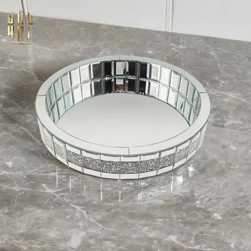KHAY TRÒN CRYSTAL MIRROR LUXE TRAY FW25
