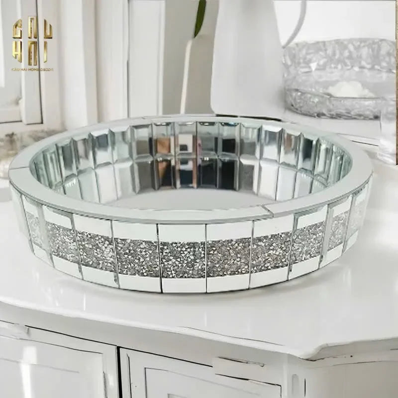 KHAY TRÒN CRYSTAL MIRROR LUXE TRAY FW25