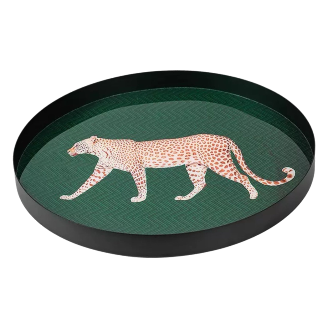 Khay Tròn Mặt Acrylic Báo Đốm Emerald Leopard Écartier Ronde Decorative Trays - Cậu Hai Home Decor