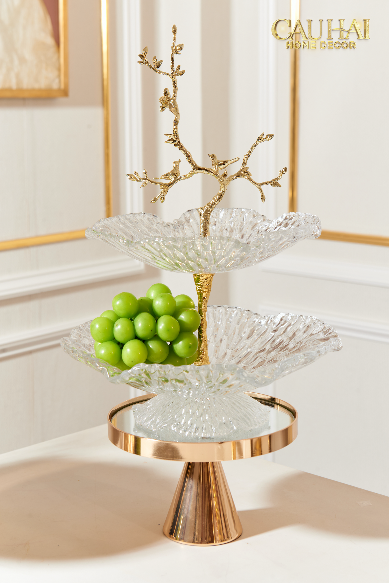 Maison Couture - 2-Tier Crystal Plate Elysian Brasson Branch Indira Atelier 30x42.5