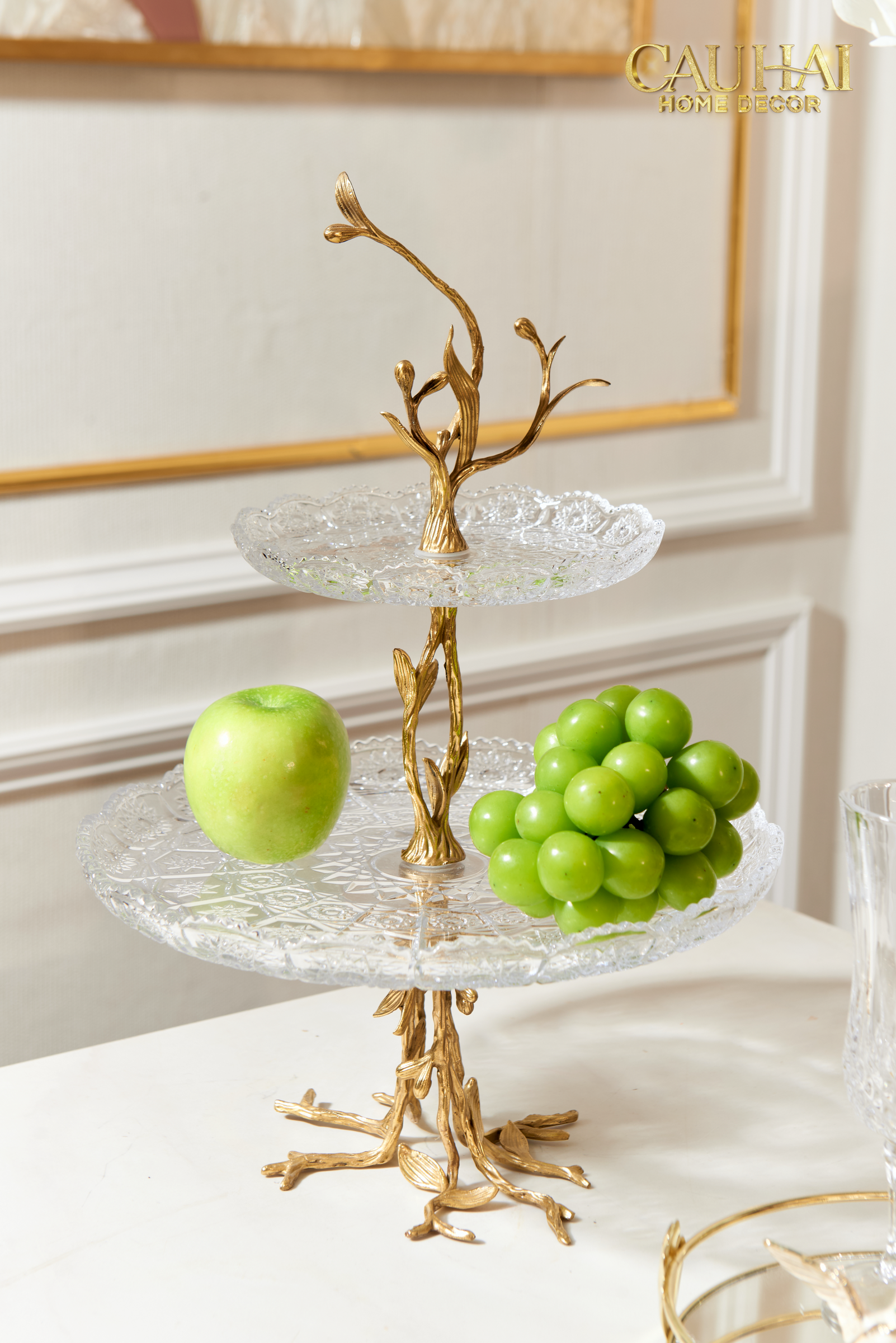 Maison Couture - 2-Tier Crystal Plate Elysian Brasson Branch Indira Atelier 30x42.5