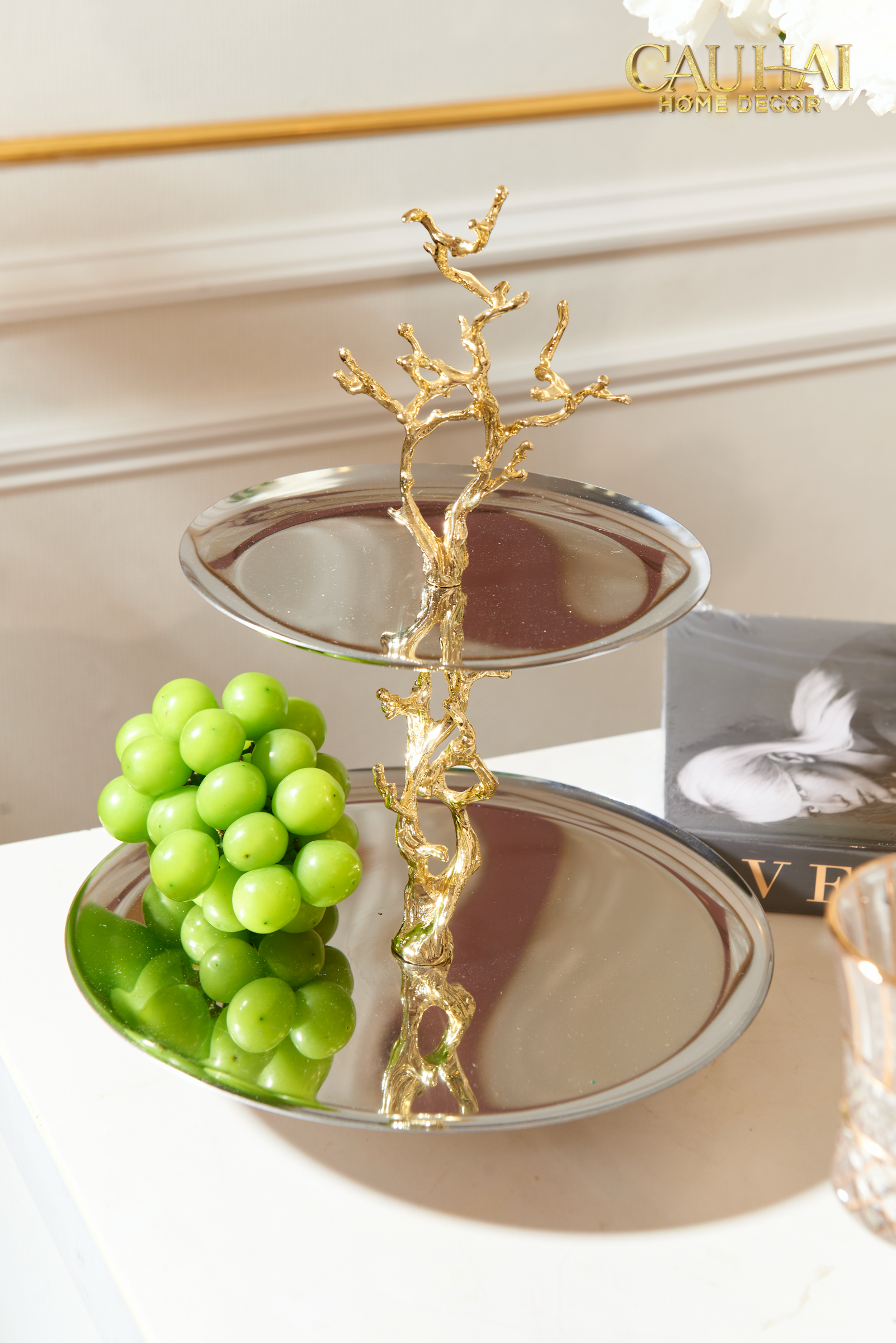 Elysian Couture - Platinum Elysian Branch 2-Tier Étagère 28x35