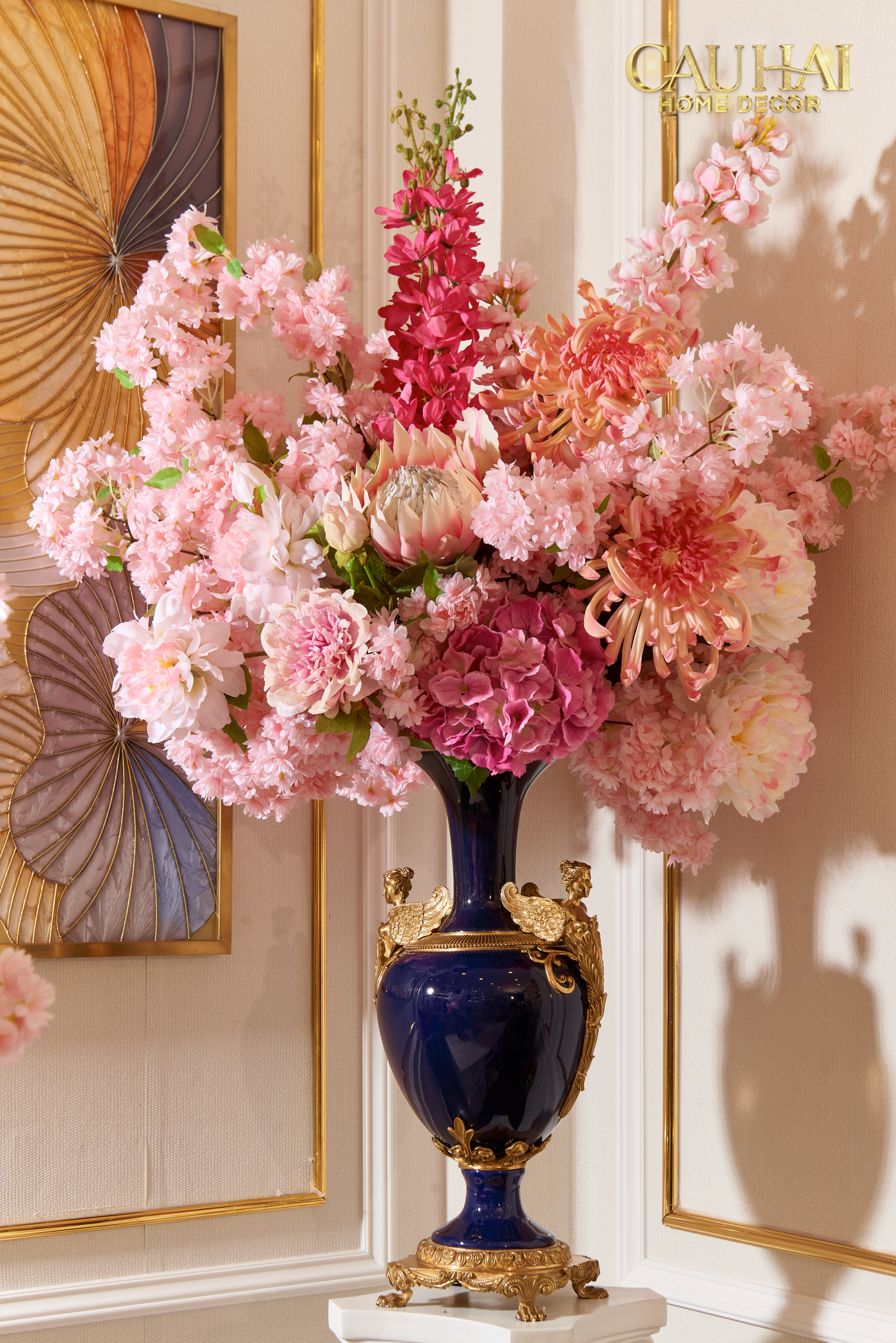 Maison Couture - Imperium Empire Divin Vase - Column Urn Seraphim – Imperial Cobalt H56x22x29