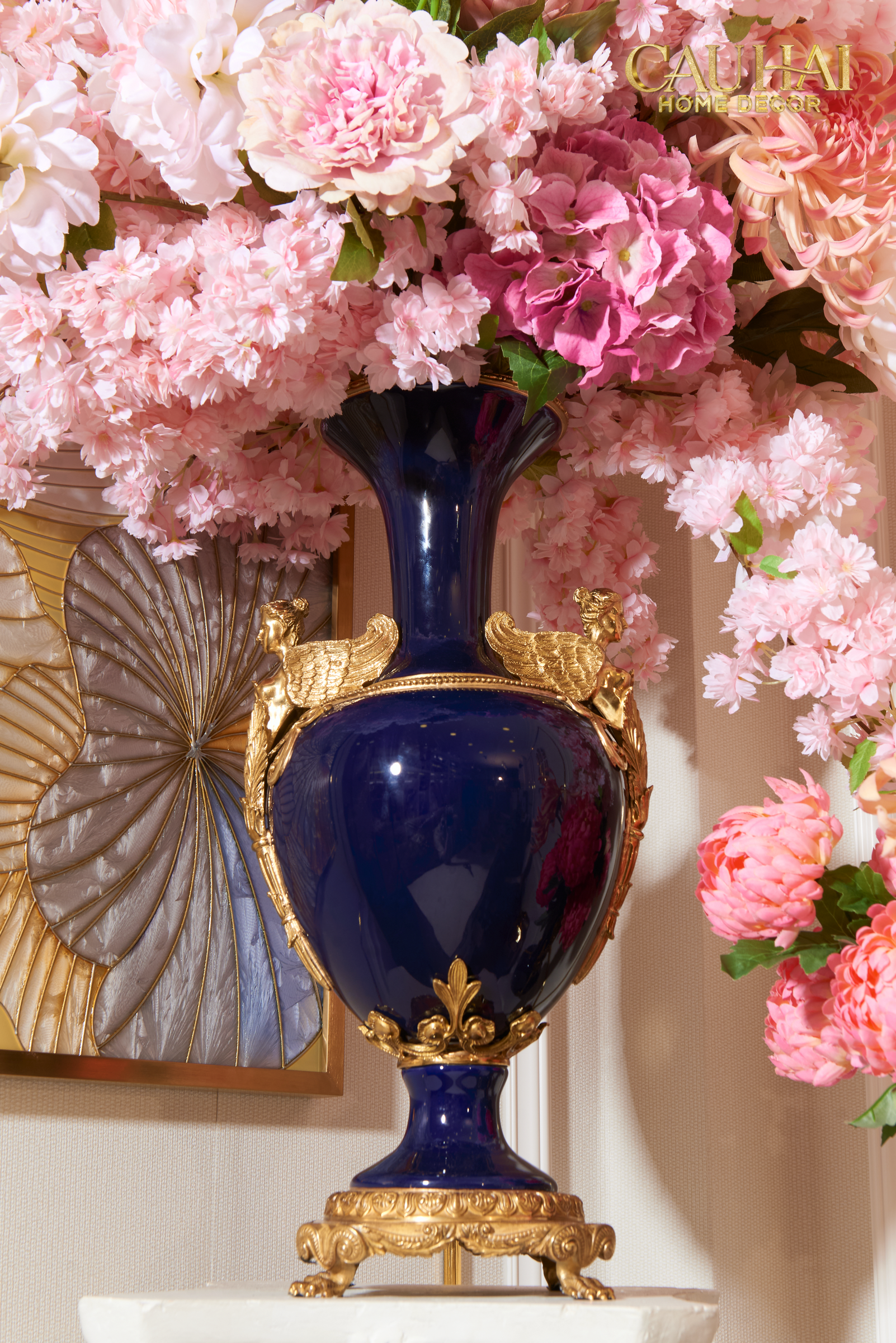 Maison Couture - Imperium Empire Divin Vase - Column Urn Seraphim – Imperial Cobalt H56x22x29