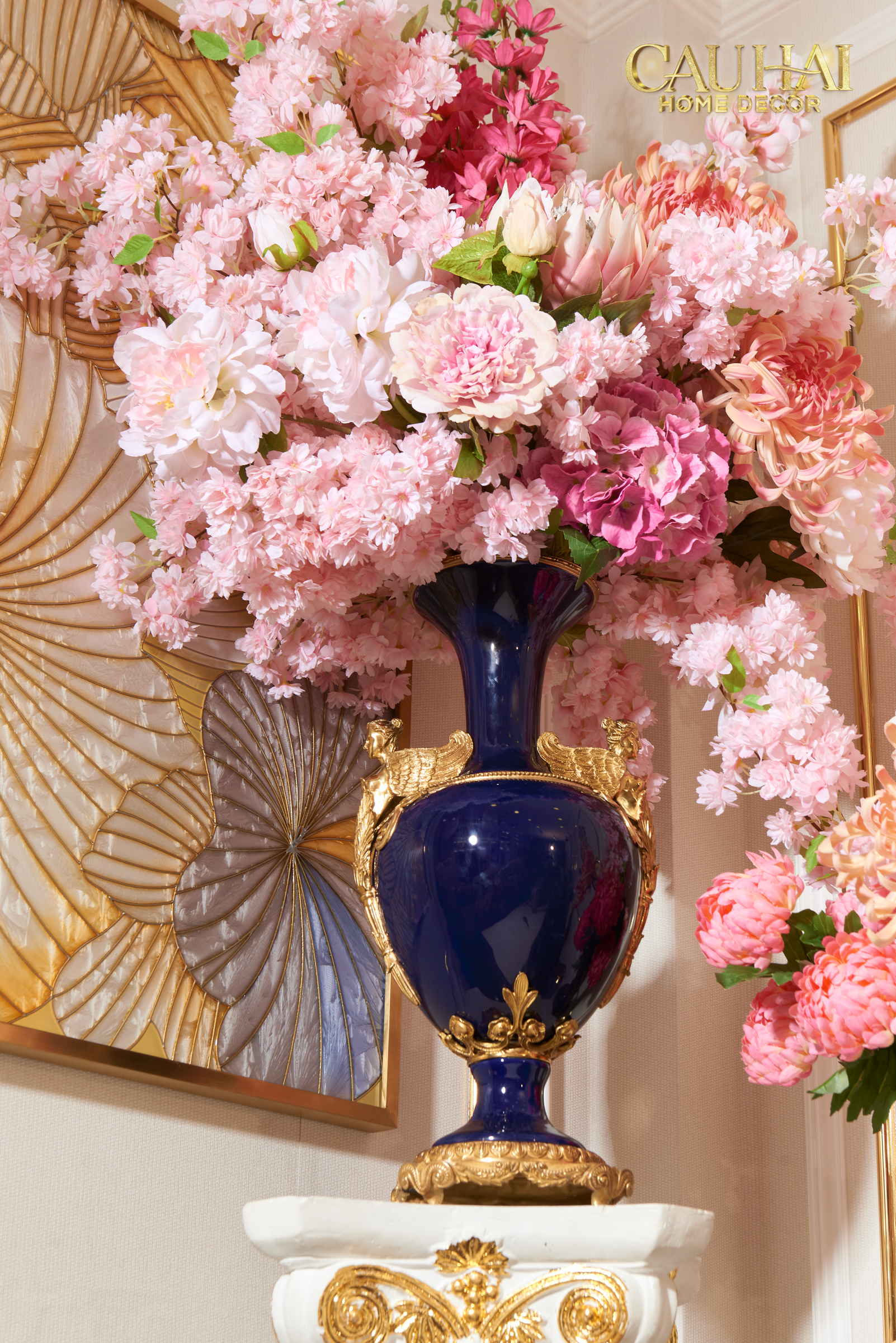 Maison Couture - Imperium Empire Divin Vase - Column Urn Seraphim – Imperial Cobalt H56x22x29