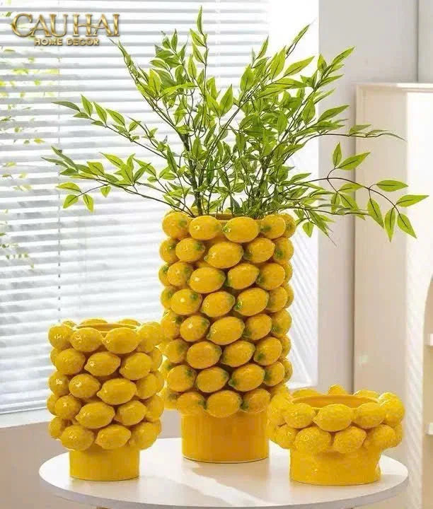 La Sicilia Royale - Bình Hoa Ceramic Citron - Éclat Jaune H25*19-BÌNH HOA-CẬU HAI HOME DECOR