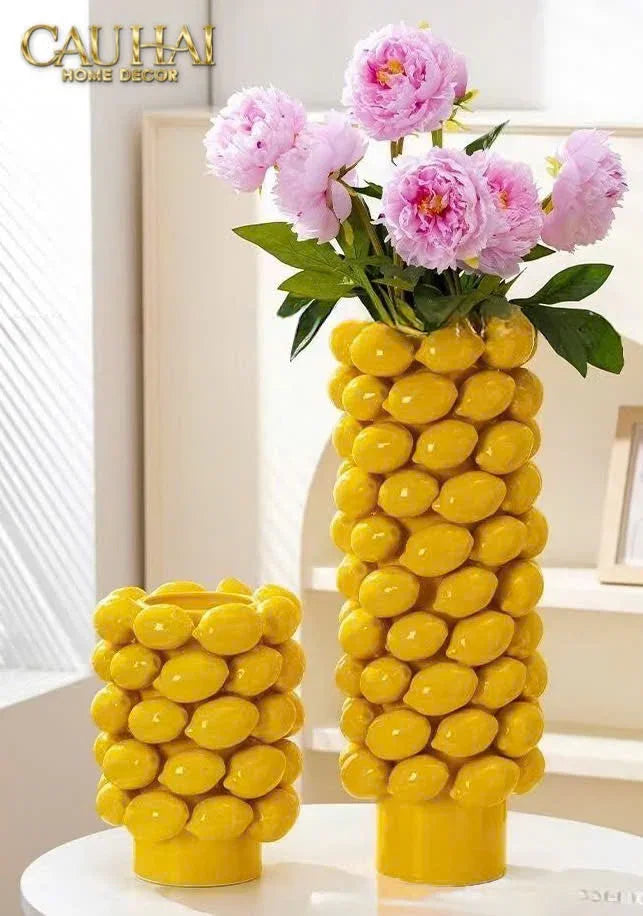 La Sicilia Royale - Bình Hoa Ceramic Citron - Éclat Jaune H25*19-BÌNH HOA-CẬU HAI HOME DECOR