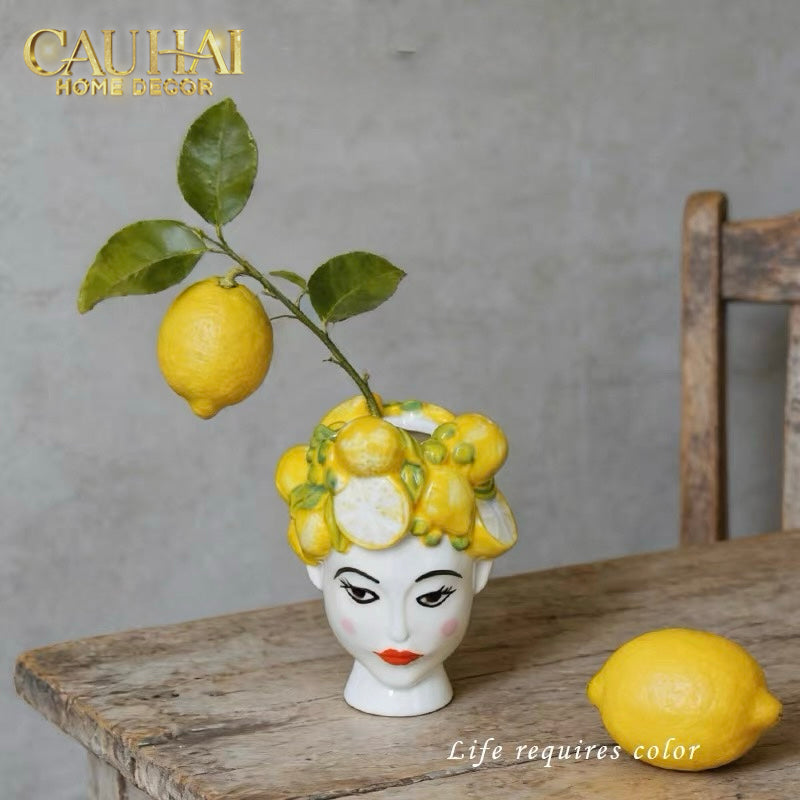 La Sicilia Royale - Bình Hoa Gốm Sứ Duchessa Limone di Sicilia H18-BÌNH HOA-CẬU HAI HOME DECOR