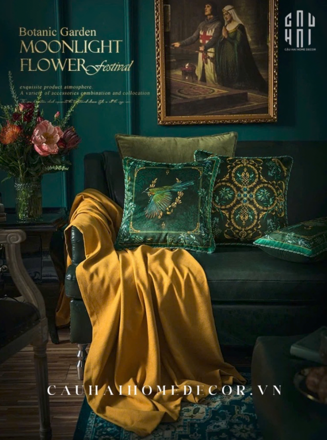 L’ATELIER DU CUSSON - VỎ GỐI NHUNG MOONLIGHT FLOWER FW25 - CẬU HAI HOME DECOR