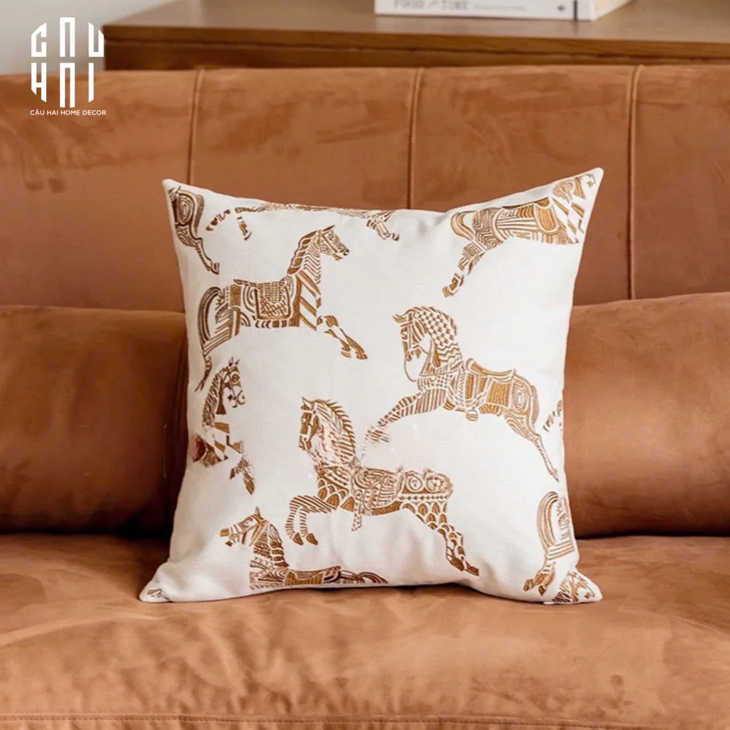 Les Cussins D’Élégance - Vỏ Gối Canvas Équestre Wild Spirit 45-CẬU HAI HOME DECOR