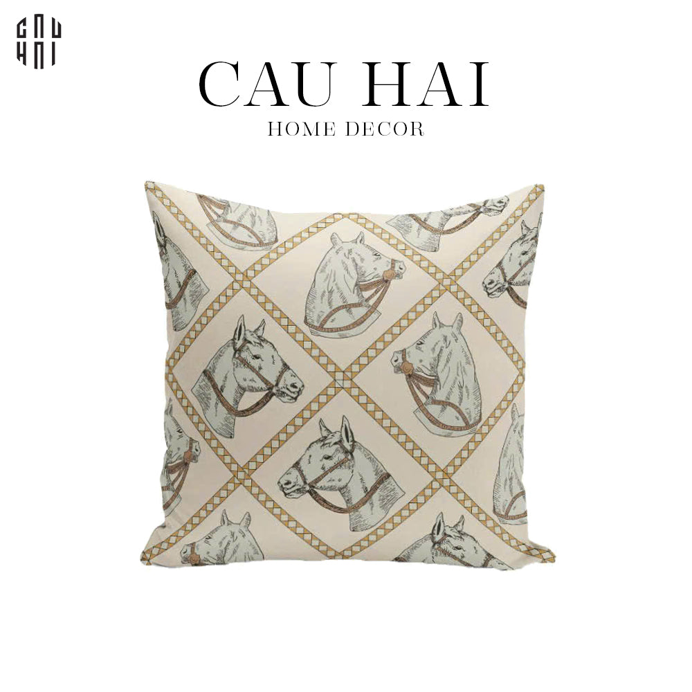 LES CUSSINS D’ÉLÉGANCE - VỎ GỐI SOFA SỢI VẢI CANVAS WHITE PEGASUS 45. - CẬU HAI HOME DECOR