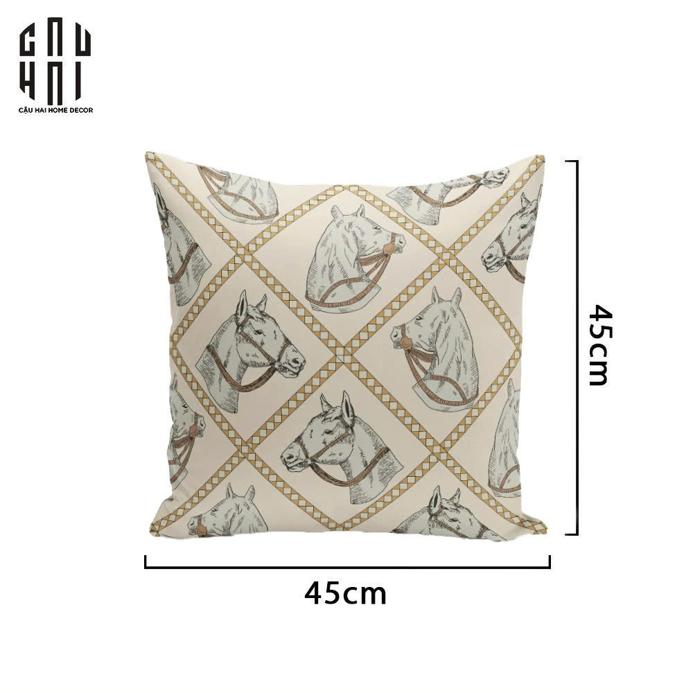 LES CUSSINS D’ÉLÉGANCE - VỎ GỐI SOFA SỢI VẢI CANVAS WHITE PEGASUS 45. - CẬU HAI HOME DECOR