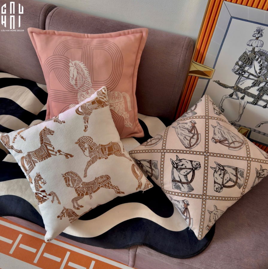 LES CUSSINS D’ÉLÉGANCE - VỎ GỐI SOFA SỢI VẢI CANVAS WHITE PEGASUS 45. - CẬU HAI HOME DECOR