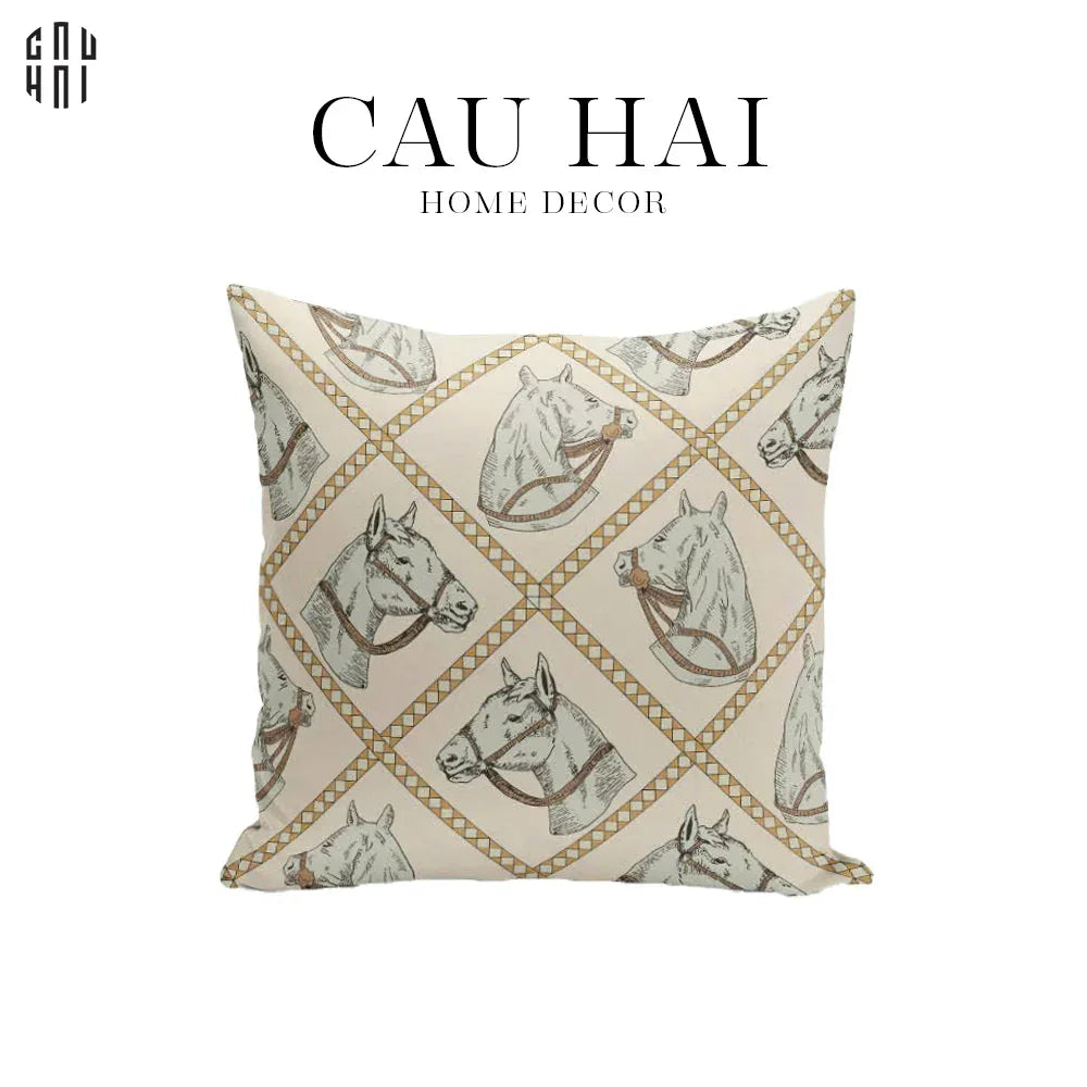 LES CUSSINS D’ÉLÉGANCE - VỎ GỐI SOFA SỢI VẢI CANVAS WHITE PEGASUS 45.