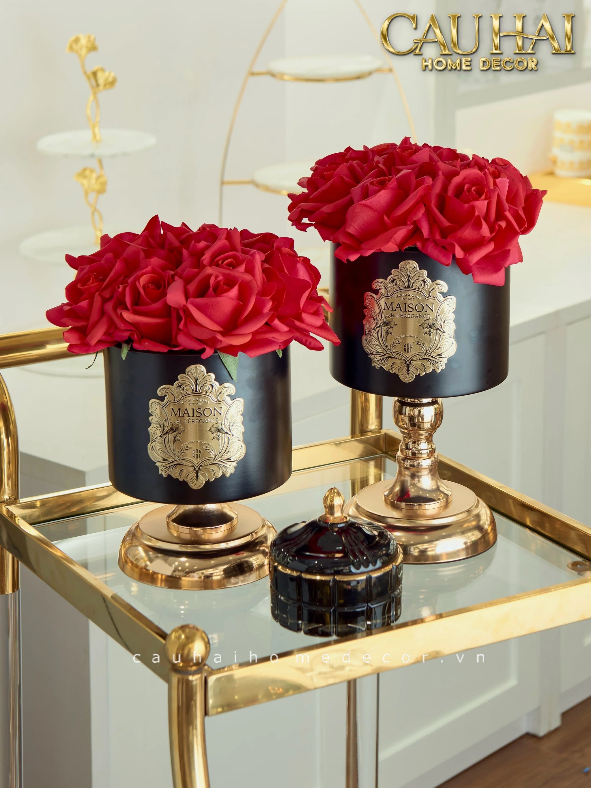 L’Essence Du Rose 15 - Chậu Hoa Hồng Pedestal H20-BÌNH HOA-CẬU HAI HOME DECOR