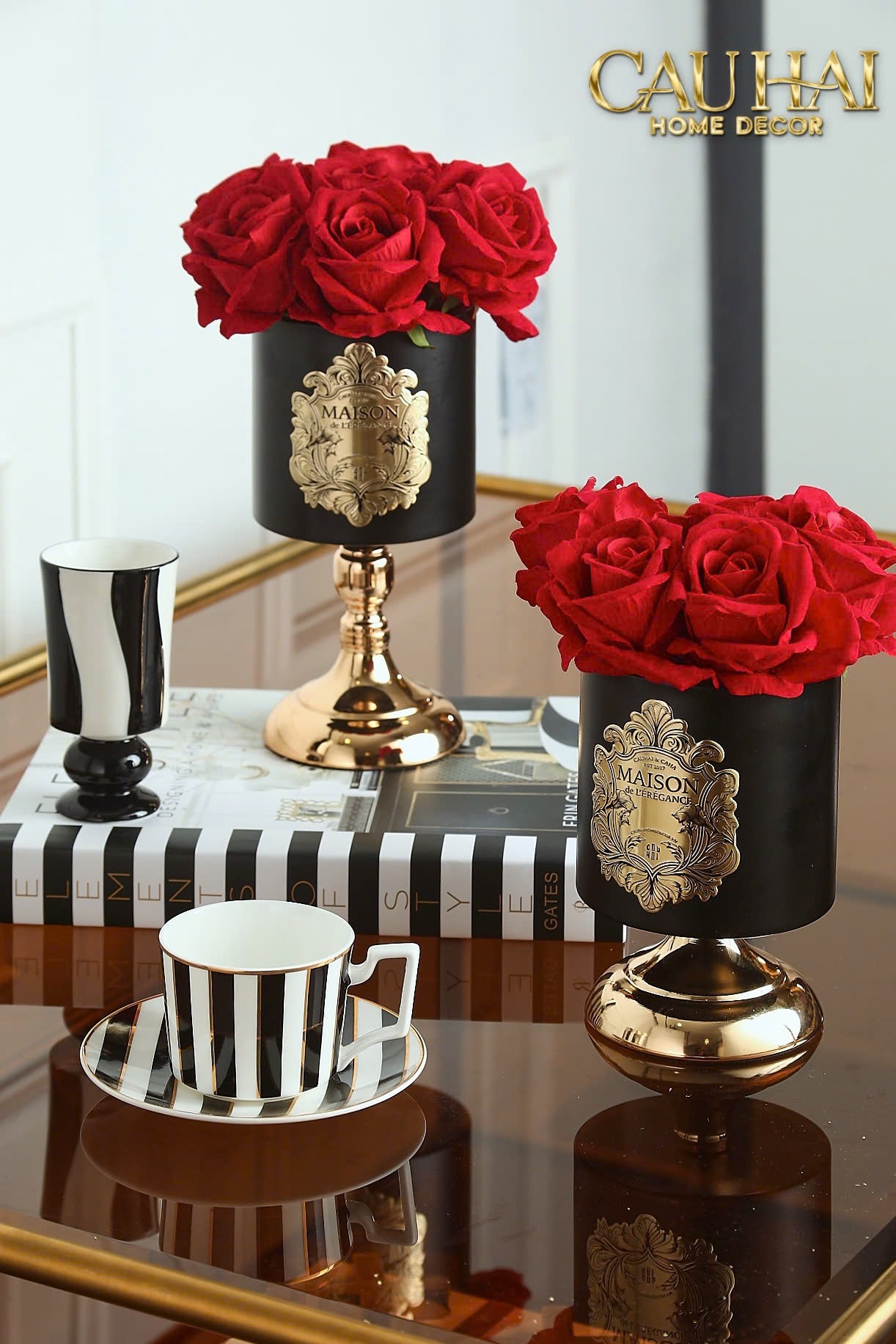 L’Essence Du Rose - Chậu Hoa Hồng D12 - CẬU HAI HOME DECOR