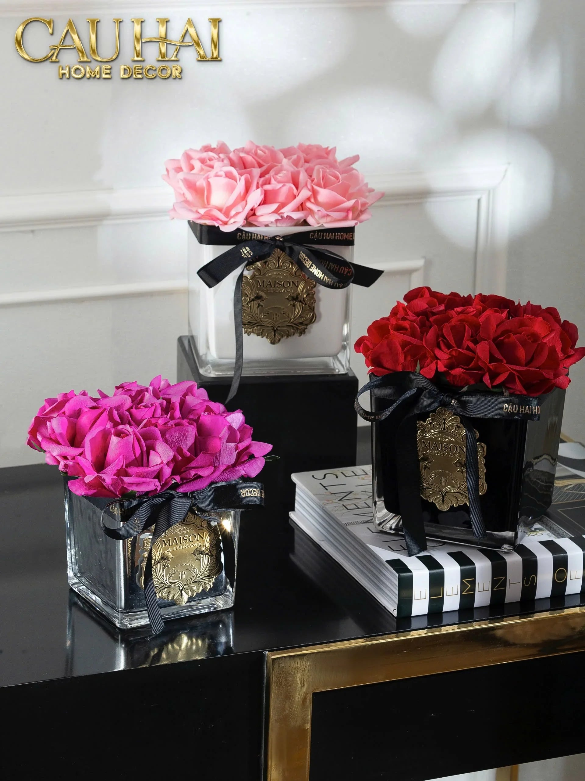 L’Essence Du Rose - Chậu Hoa Hồng Thuỷ Tinh Maison De L’Élégance D15-CẬU HAI HOME DECOR