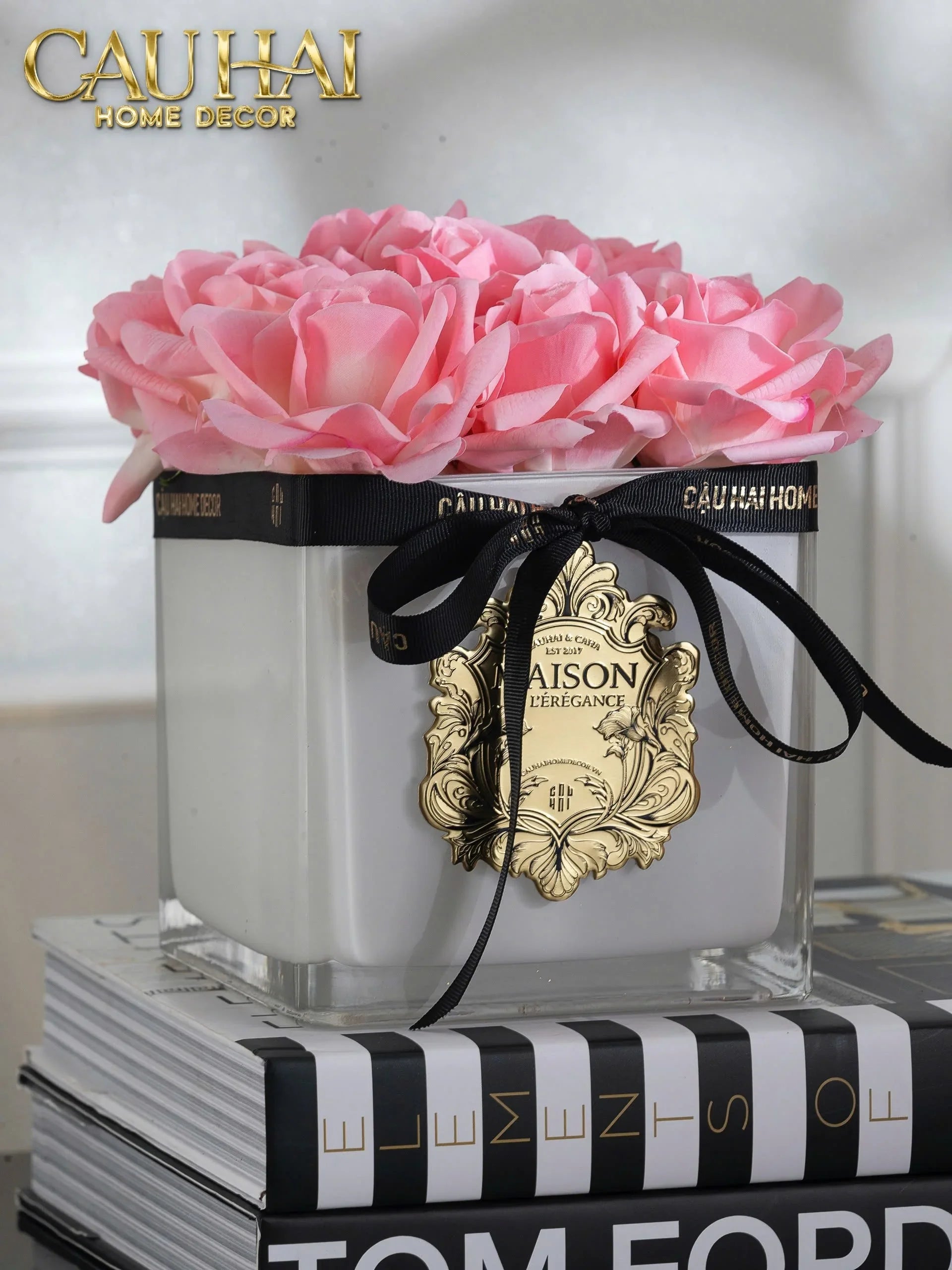 L’Essence Du Rose - Chậu Hoa Hồng Thuỷ Tinh Maison De L’Élégance D15-CẬU HAI HOME DECOR