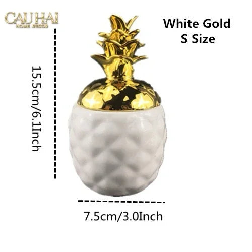 Lọ Ceramic Aura Pineapple - Gold/Silver-CẬU HAI HOME DECOR
