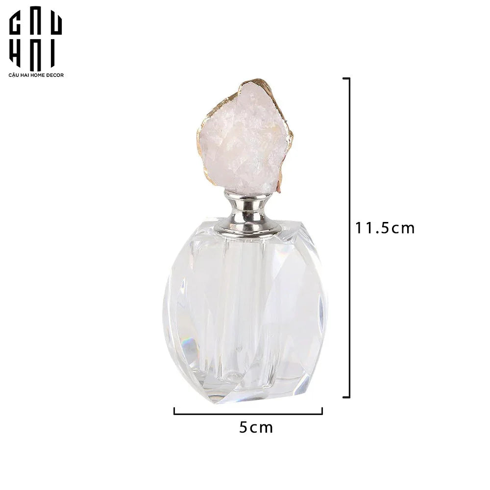 LỌ CHIẾT NƯỚC HOA ĐÁ THẠCH ANH PINK QUARTZ SS22-CẬU HAI HOME DECOR
